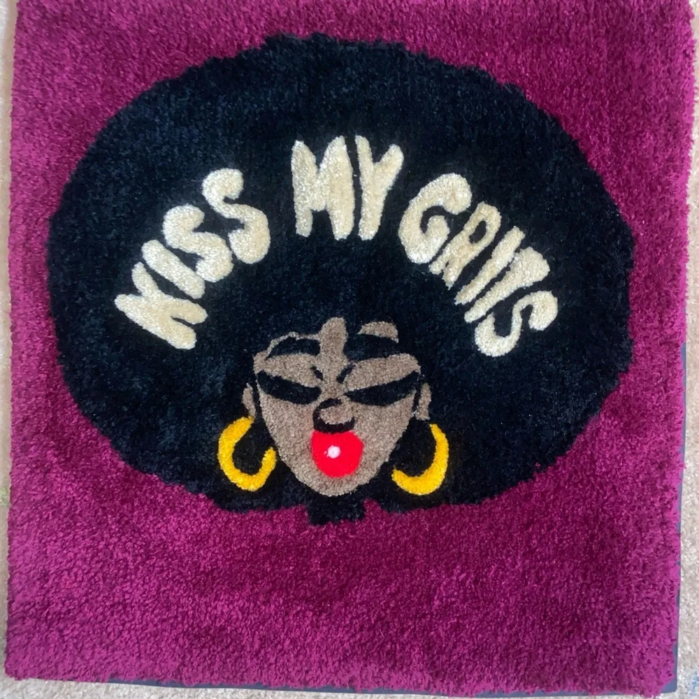 Kiss My Grits Rug with Bold Design